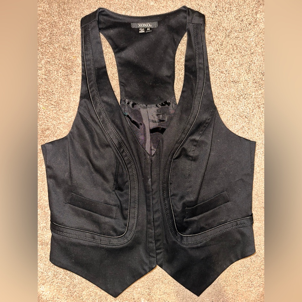 Vintage Black Preppy Cotton Vest